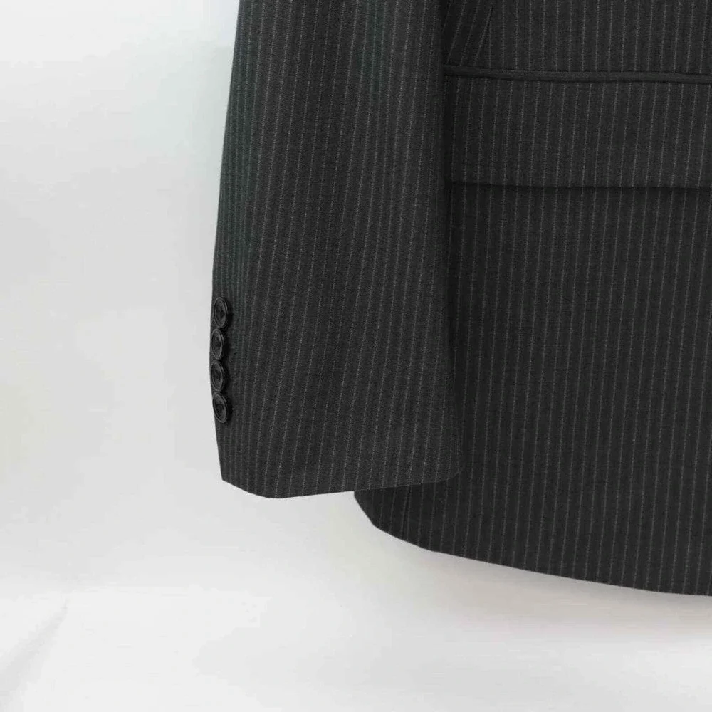 Perry Ellis Pinstripe Blazer Classic Fit Charcoal Gray Business Casual 42R